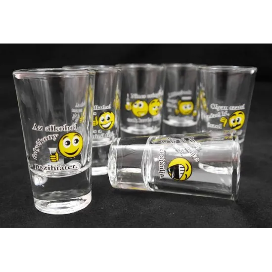 Pálinkás pohár szett*6 - Smiley és vicces feliratok