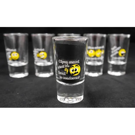 Pálinkás pohár szett*6 - Smiley és vicces feliratok