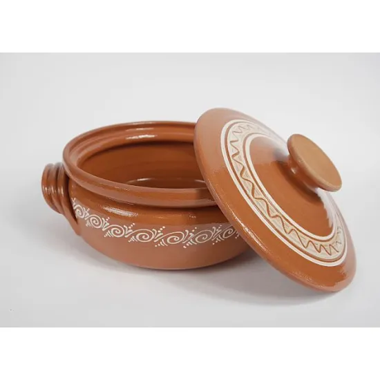 Mázas kerámia edény fedővel 2 liter