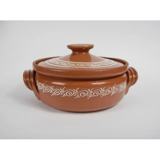 Mázas kerámia edény fedővel 2 liter