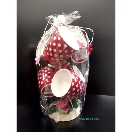 Pöttyös bögre*6 szett köcsögfán