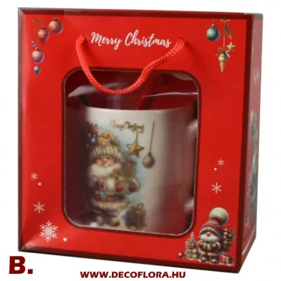 Karácsonyi bögre szett  porcelán kanállal Manókarácsony