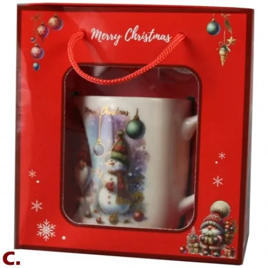 Karácsonyi bögre szett  porcelán kanállal Manókarácsony