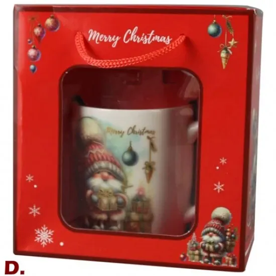 Karácsonyi bögre szett  porcelán kanállal Manókarácsony