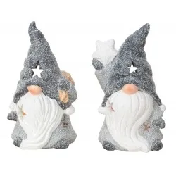 Világító kerámia manó - Kerámia gyertyatartó manók mikulássapiban - - 20 cm