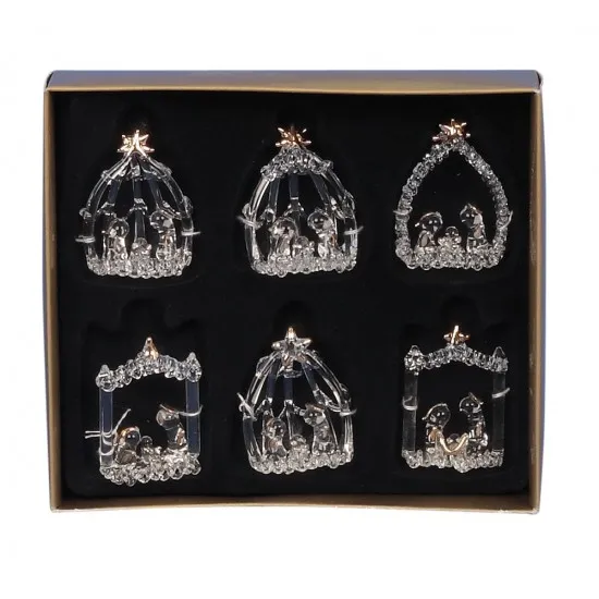 Üveg betlehem karácsonyfadíszek 5,5 cm