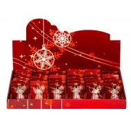 Zenélő üvegangyalok piros kínálóban 