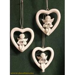 Angyal szívben+gyémántszív 6 cm