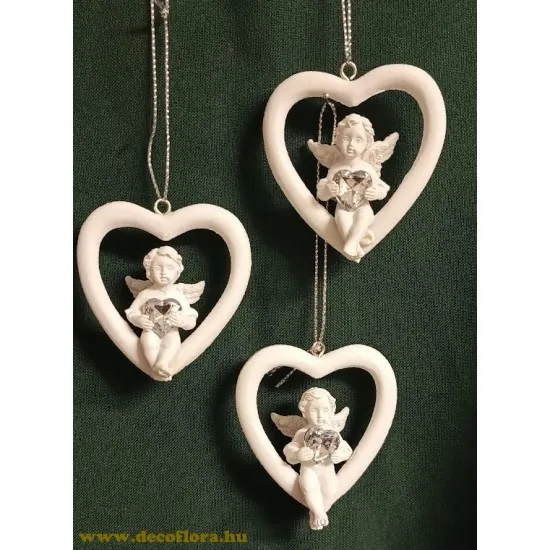 Angyal szívben+gyémántszív 6 cm