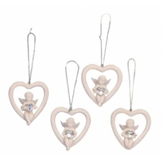 Angyal szívben+gyémántszív 6 cm