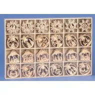 Natúr fa karácsonyfadísz (6 cm) fadobozban 240 db./szett