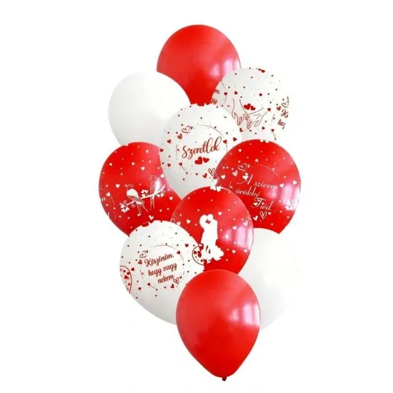 Lufi szett SZERETLEK - VALENTIN - ESKÜVŐ 10 db/szett 29 cm