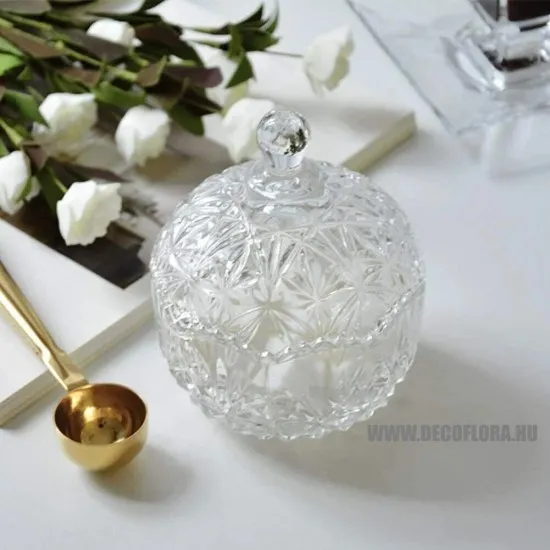 Bonbonier metszett üveg 14*10,5 cm TG002