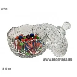 Bonbonier metszett üveg 14*10,5 cm TG002