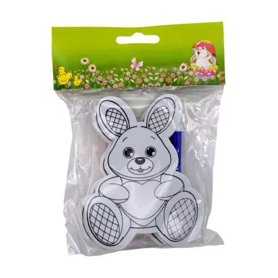 Nyuszi dekor, 3 darabos kifestő szett filctoll készlettel