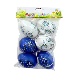 Húsvéti tojás szett*6 zacskóban Kék dekor 4 x 6 cm, 72797
