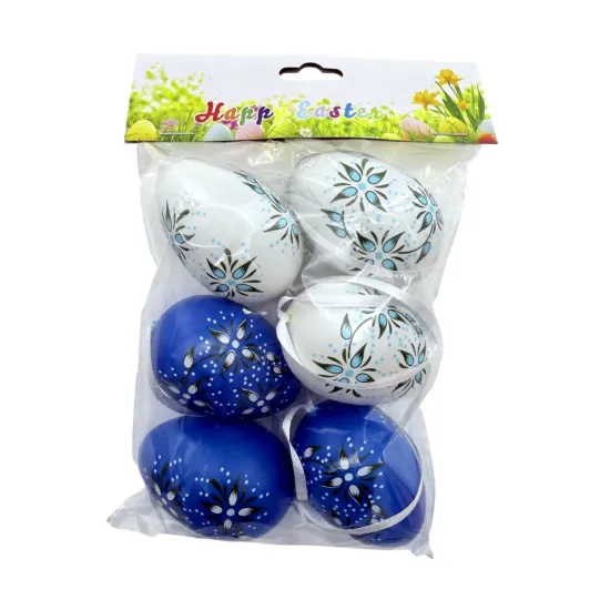 Húsvéti tojás szett*6 zacskóban Kék dekor 4 x 6 cm, 72797