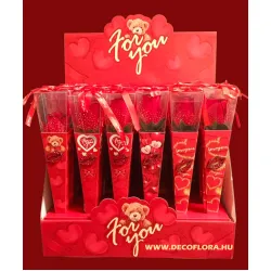 Szappanrózsa szál For You - Love You díszcsomagolásban 29 cm