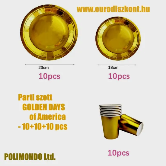 Papírpohár és tányér Golden Days szett 30 db/szett 729