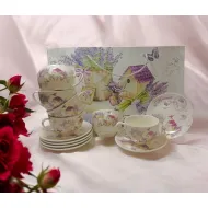 Kerámia teáskészlet 6+6 Kolibri-levendula