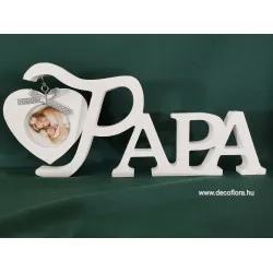 Álló fa dekorfelirat képtartóval Papa