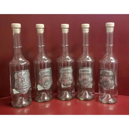 Pálinkás üveg 0,5 liter vegyes óncimkés felirat