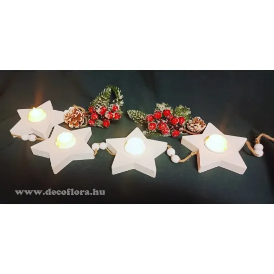 Adventi mécsestartó Fehér Csillagok 116 cm