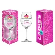 Borospohár Leánybúcsú - felirattal - díszdobozban