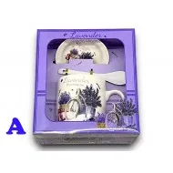 Levendulás kerámia bögre szett kerámiakanállal