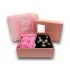 Ékszertartó doboz dísztasakkal, 6 rózsával fém karkötővel - Valentin ajándék -  Rózsaszín