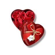 Szívalakú ékszertartó fémdoboz - Fémdoboz szappanvirág B7169-04
