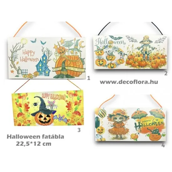 Halloween dekorált fatábla 22,5*12 cm