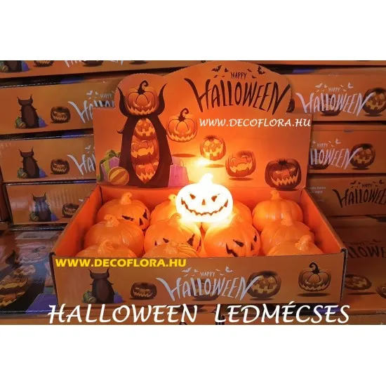 Halloween világító led tök 6*6 cm
