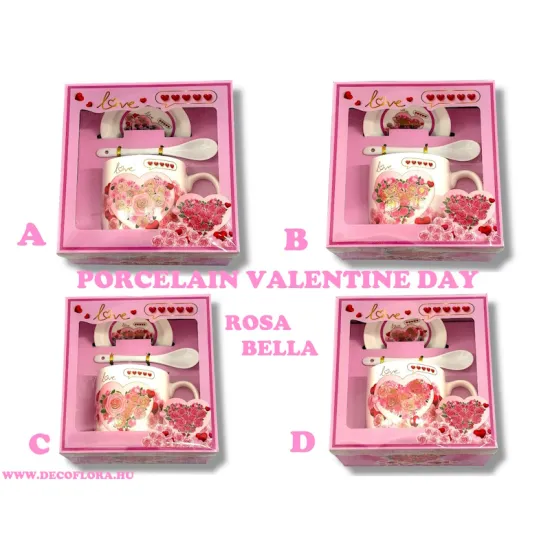 Valentin porcelán bögre szett Rosa Bella 300 ml