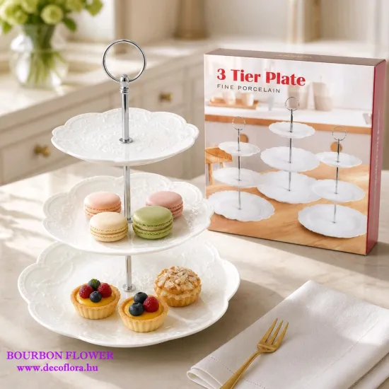 Bourbon Flower emeletes sütemény kínáló tál
