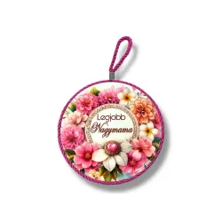 Kerámia falidísz - kerámia edényalátét - Legjobb Nagymama - virágos