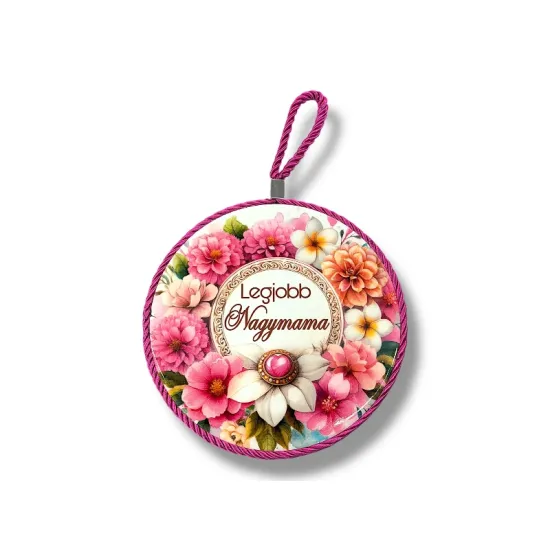 Kerámia falidísz - kerámia edényalátét - Legjobb Nagymama - virágos