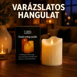 Led tömbgyertya mozgó láng - gyertya lobogó - LED-es temetői gyertya 8*10 cm
