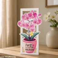 Falidísz - fából készült fali dekoráció - LEGJOBB ANYA - orchideacsokor kancsóban
