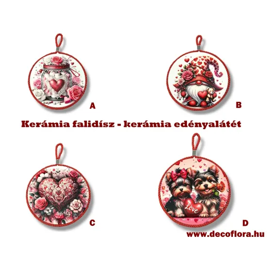 Kerámia falidísz - kerámia edényalátét - Szíves szerelmes
