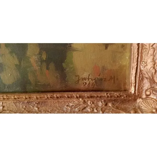 Festmény - eredeti - Erdelyi tó  - aranyozott fakeret