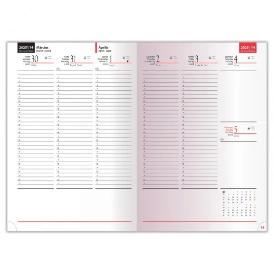 Amigo, B5 heti beosztású határidőnapló, Bordó