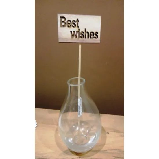 Dekor leszúrható fa pick táblával Best Wishes-Legjobbakat kívánom