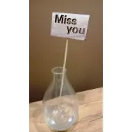 Dekor leszúrható fa pick táblával "Miss You-Hiányzol!"
