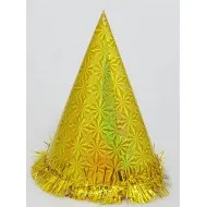 Szilveszteri hegyes kalap boával Hologramos 24 cm 