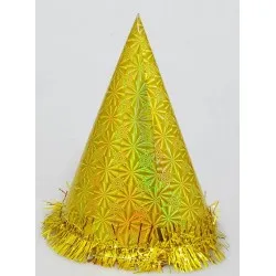 Szilveszteri hegyes kalap boával Hologramos 24 cm 