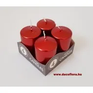 Adventi gyertya 4 db/szett piros metál 