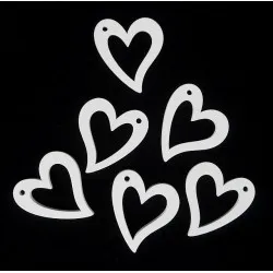 Fa dekor szív 6 db/csomag