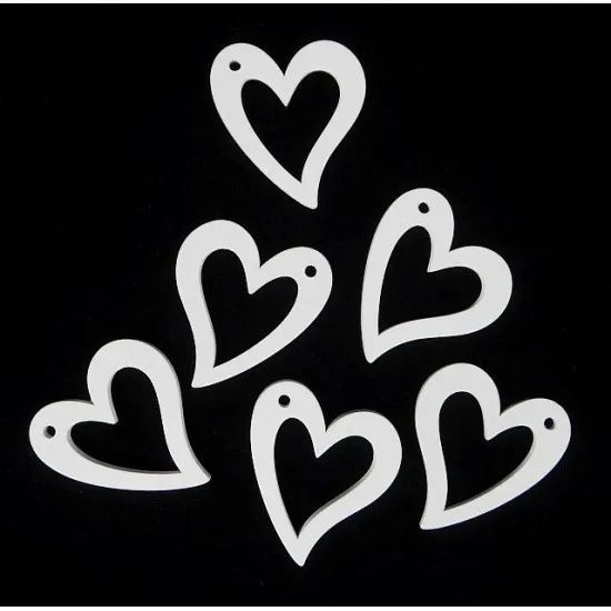 Fa dekor szív 6 db/csomag