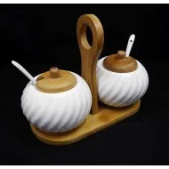 Asztali fűszertartó szett Milano porcelán kanállal